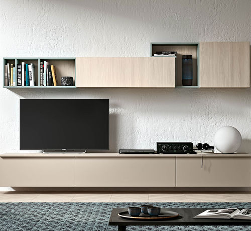 Moderne Wohnwand - Im20_l19 - Clever - melaminbeschichtet / mit Schubladen / beige