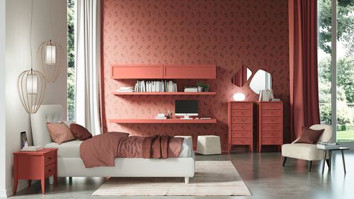 Weißes Kinderzimmer - ARCADIA EC02 - ColombiniCasa - rot / melaminbeschichtet / unisex