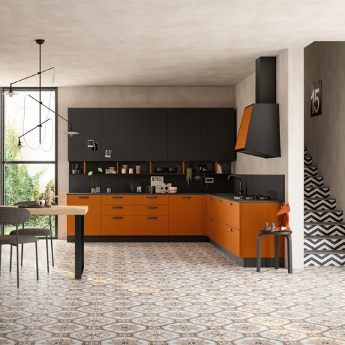 Moderne Küche - LUNGOMARE - ColombiniCasa - lackiertes MDF / Laminat / Kochinsel