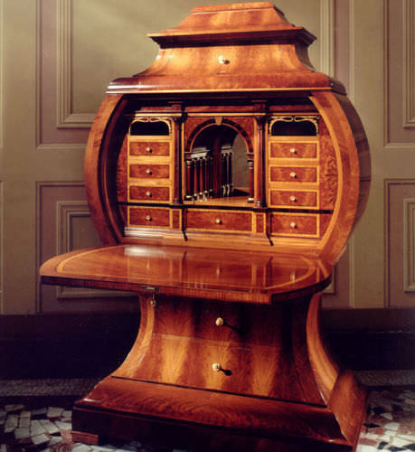 Biedermeier-Stil-Schreibtisch - 355 - Colombo Mobili - Nussbaum / mit Gestell aus Paneelen