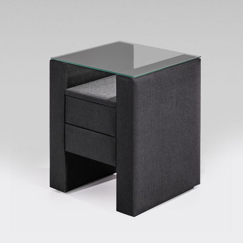 Moderner Nachttisch - H40 - Colunex - Glas / Stoff / Marmor