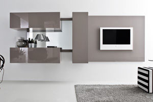 Moderne Wohnwand - VIVRE - Compar - Holz / lackiertes Holz