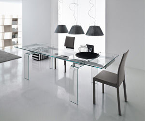 Moderner Tisch - LIGHT - Compar - Glas / rechteckig / ausziehbar