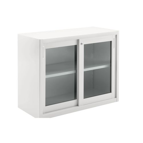 Niedriger Aktenschrank - Dieffebi - hoch / Stahl / Hartglas