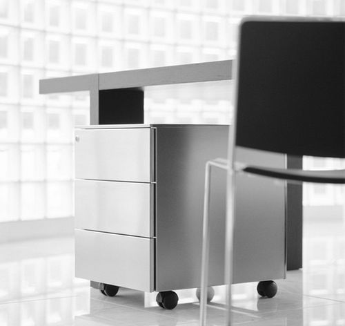 Edelstahl-Schreibtischcontainer - INOX - Dieffebi - mit 3 Schubladen / auf Rollen
