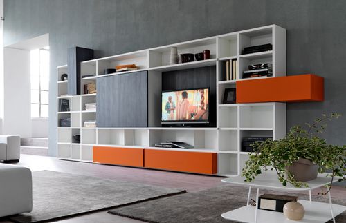 Moderne Wohnwand - CITYLIFE 34 - Doimo Cityline - lackiertes Holz / Modul