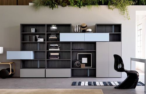 Modernes Bücherregal - CITYLIFE 36 - Doimo Cityline - Holz / Laminat / schwarz