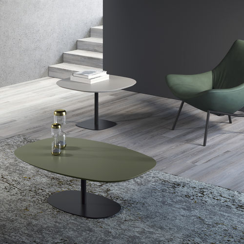 Moderner Beistelltisch - ELISSE - Doimo Salotti - MDF / Gestell aus lackiertem Holz / oval