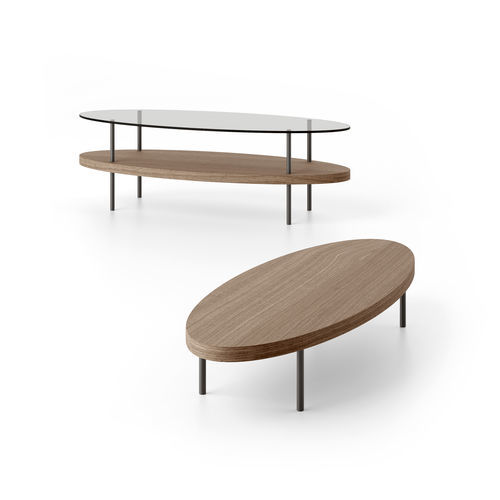 Moderner Couchtisch - BEVERLY - Doimo Salotti - Holz / Gestell aus Metall / oval