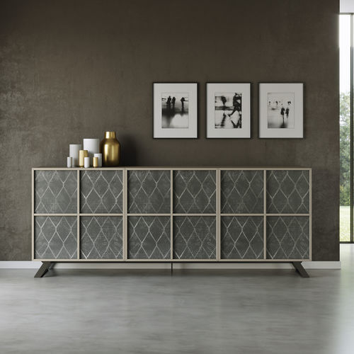 Modernes Sideboard - KRISTEN - Doimo Salotti - lackiertes Holz / Glas / melaminbeschichtet