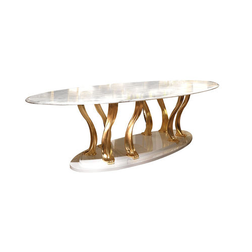 Klassischer Esstisch - OTTAVIANO T961 - Elledue srl - Marmor / Gestell aus Holz / oval