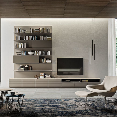 Moderne Wohnwand - STRIPE  - Emmebi Industria Mobili - lackiertes Holz / Eiche / Nussbaum