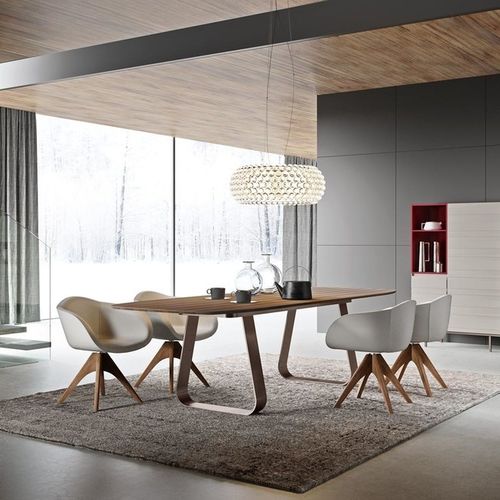 Moderner Tisch - MUN  - Emmebi Industria Mobili - Nussbaum / Eukalyptusholz / Glas
