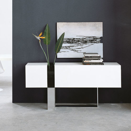 Modernes Sideboard - FLO' - Emmebi Industria Mobili - gebürstetes Aluminium / weiß / beige