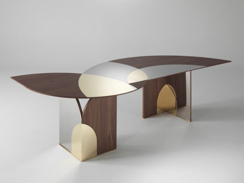 Moderner Tisch - SELENE - Emmemobili - Eiche / Nussbaum / Stahl