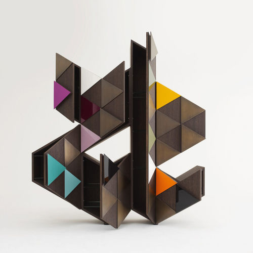 Hohes Sideboard - ARLEQUIN  - Emmemobili - originelles Design / Eiche / Nussbaum