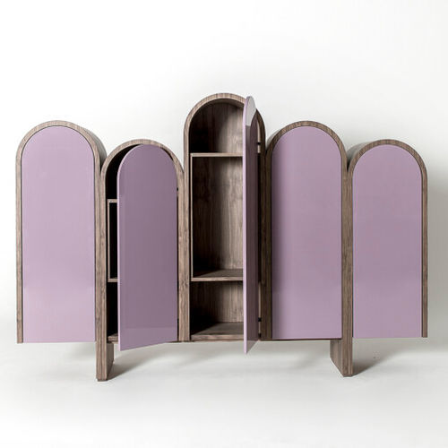 Modernes Sideboard - PORTICO - Emmemobili - lackiertes Holz / mit Schwingtür / mit Kufengestell