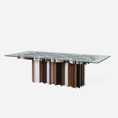 Moderner Tisch - TARTAN  - Emmemobili - Glas / Wenge / Gestell aus Furnierholz