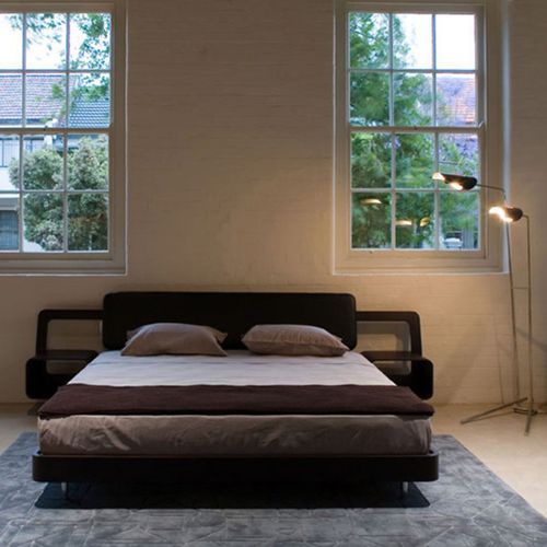 Doppelbett - VALENTINO   - Emmemobili - modern / mit Kopfteil aus Leder / mit Nachttisch