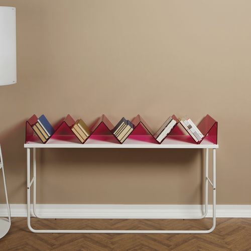 Niedriges Bücherregal - ZIGZAG - Emporium - modern / lackiertes Metall / Methacrylat