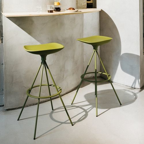 Moderner Barhocker - Mate Spin - Enea - Leder / Polypropylen / Gestell aus Stahl