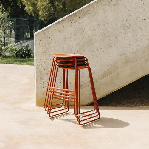 Moderner Barhocker - Mate Sledge - Enea - Leder / Polypropylen / Gestell aus verchromtem Stahl