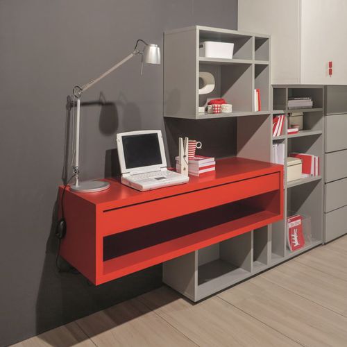 Wandmontierter Schreibtisch - Erba Mobili di Erba Giulio e Alessandro - modern / Holz / mit Regal