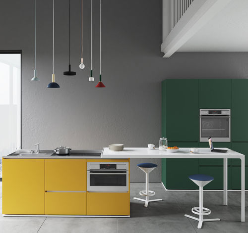 Theke für Küche - COMPACT - ESTEL - lackiertes Holz / Metall / gerade