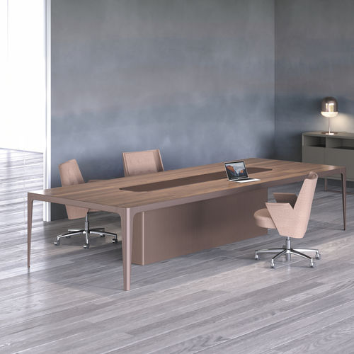 Moderner Besprechungstisch - GRAND MORE SHARING - ESTEL - Holz / Laminat / Glas