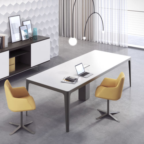 Moderner Besprechungstisch - GRAND MORE - ESTEL - Metall / Glas / Gestell aus Metall