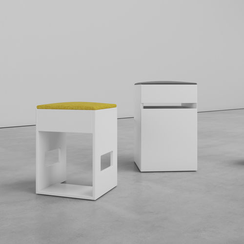 Moderner Hocker - BOX - ESTEL - Gestell aus Holz / mit Kissen / für Büro