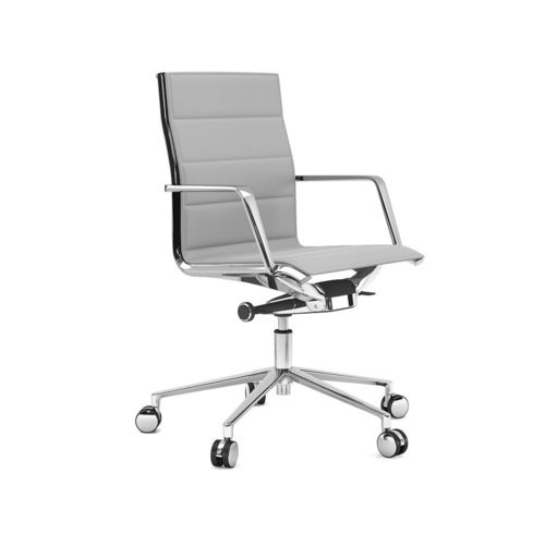Moderner Bürosessel - ALUMINIA - ESTEL - Leder / Aluminium / Polster