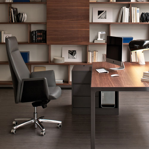 Moderner Chefsessel - TUA - ESTEL - Leder / Stoff / Holz
