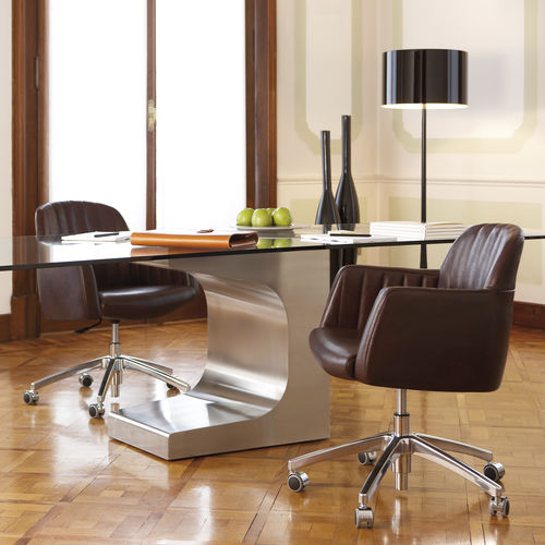 Moderner Bürosessel - TULIP  - ESTEL - Stoff / Leder / Holz