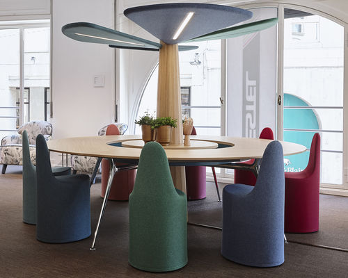 Moderner Arbeitstisch - BAOBAB - ESTEL - Holz / melaminbeschichtet / rund