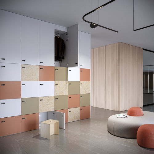 Wandmontiertes Ablagemöbel - INTERPARETE BRIEFING - ESTEL - für Küche / für Büro / für Bibliotheken
