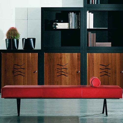 Moderne Bank - DORMEUSE - ESTEL - Eiche / Holz / Leder