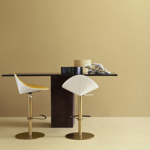 Moderner Hocker - FIORILE BAR PLISSE BT - fasem - Leder / Gestell aus Stahl / mit Mittelfuß
