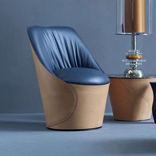 Moderner Sessel - ELECTA LOUNGE - fasem - Leder / genarbtes Rindleder / braun
