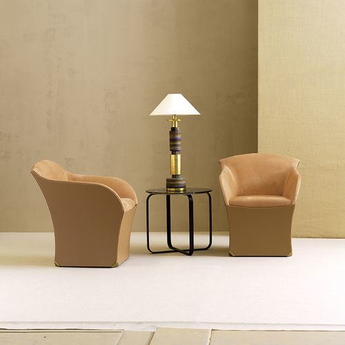 Moderner Sessel - BONA - fasem - Leder / genarbtes Rindleder / Buche