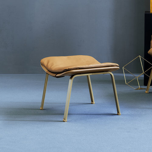 Moderner Fußschemel - ELECTA RELAX POUF - fasem - Leder / Buche / Stahl