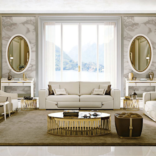 Moderner Couchtisch - Zen - Formenti - Marmor / Gestell aus verchromtem Stahl / rund