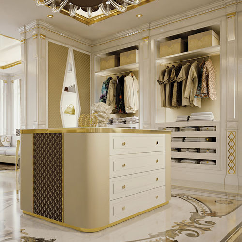 Moderner begehbarer Kleiderschrank - Liberty - Formenti - Holz / Leder / weiß