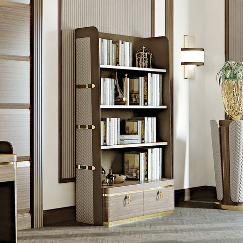 Modernes Bücherregal - Metropol - Formenti - Holz / Leder / Stoff