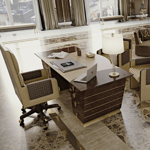 Bodenstehender Schreibtisch - Fooster - Formenti - modern / Holz / Leder
