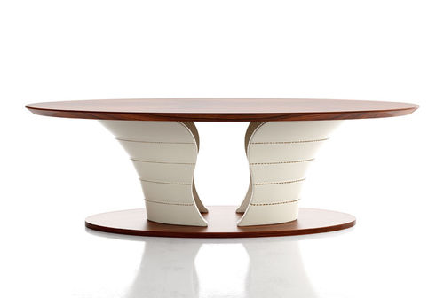 Moderner Esstisch - Tulip - Formenti - Holz / Gestell aus Leder / Gestell aus Stoff