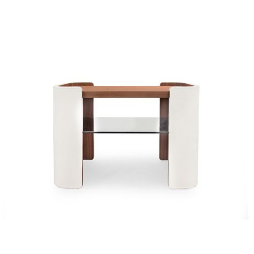 Moderner Nachttisch - DOWNTOWN  - Formitalia Group - Holzfurnier / Glas / Gestell aus Holz