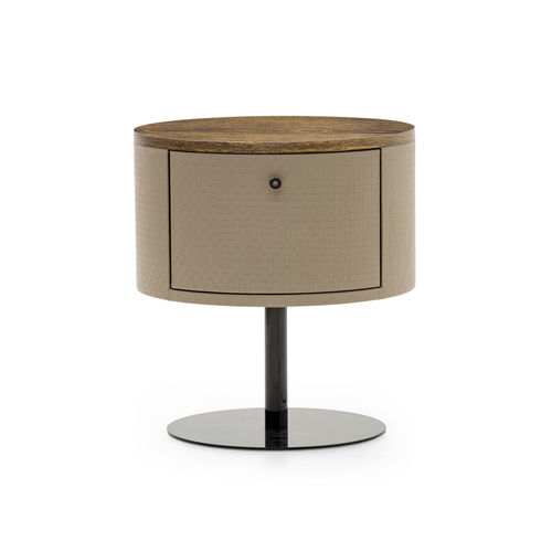Moderner Nachttisch - OVERSEAS L - Formitalia Group - Holzfurnier / Leder / Gestell aus Metall