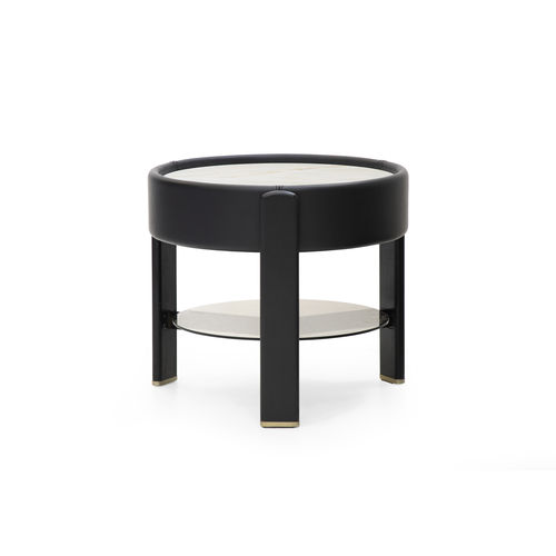 Moderner Beistelltisch - KEAN - Formitalia Group - Glas / Leder / Marmor