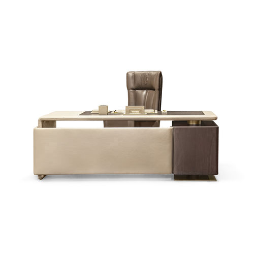 Chefschreibtisch - YANGOON - Formitalia Group - modern / Holzfurnier / Leder